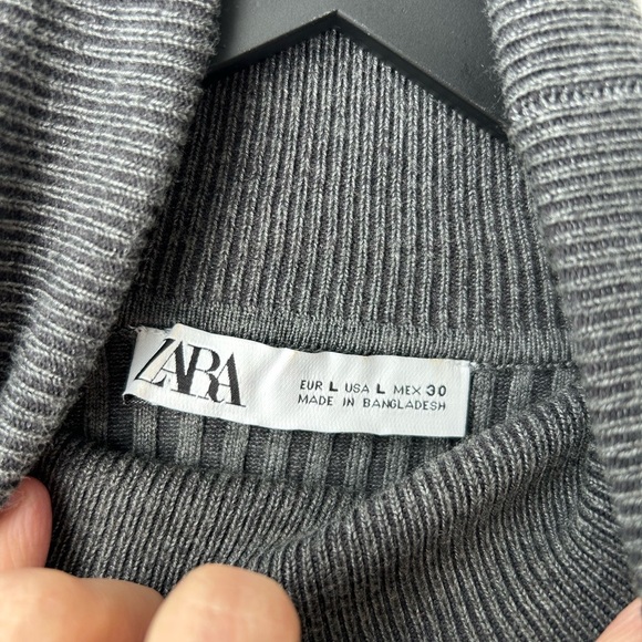 Zara Ribbed Knit Turtleneck Top Grey - Picture 7 of 11